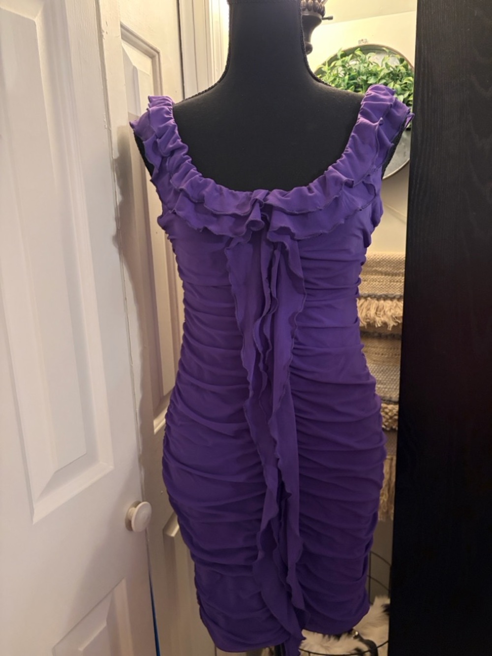 Oh Polly Purple Ruffle Ruched Mini Dress